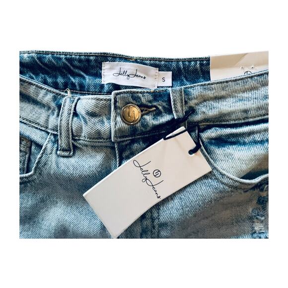NEW Jelly Jeans SHORTS Women's SM 26 Distressed Blue Mid Rise Denim + Fray NWT - Picture 3 of 7